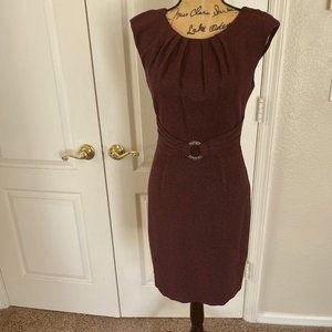 TRINA TURK  Wine-colored sleeveless Dress with decorative belt buckle. Size 4